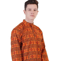 Chemise Kurta longue décontractée en gaze avec imprimé Om, symbole hindou Om Hare Rama Hare Krishna, robe pour homme, t-shirt ethnique Kurta