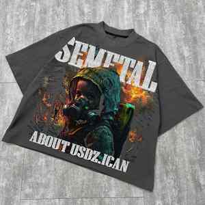 Camiseta Personalizada de Algodón Grueso con Estampado de Diamantes de Imitación, Estilo Hip Hop Urbano, Talla Grande - Product Image 4