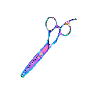 Tijeras de peluquero de la mejor calidad, tijeras de adelgazamiento de cabello de acero inoxidable de Color arcoíris con reposapiés ajustable - Product Image 6