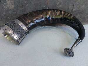 Corne à boire viking naturelle de qualité indienne, artisanale, écologique, de luxe, design haut de gamme, objet décoratif, artisanat naturel, Marco - Product Image 2