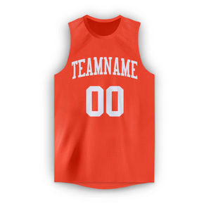 Maillot de basket-ball personnalisé orange et blanc à col rond, hauts de sublimation, uniformes de basket-ball en mesh à séchage rapide pour hommes - Product Image 2