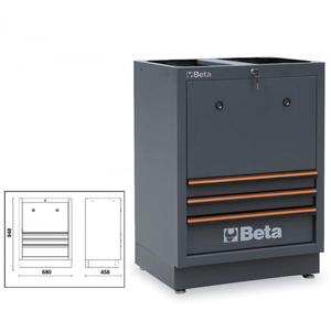 BETA C45PRO Armoire d'équipement d'atelier combinée avec module d'enrouleur fixe à 3 tiroirs - Product Image 1