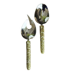 Juego de Cubiertos de Metal de aluminio con diseño de forma de flor chapado en oro pulido brillante Juego de cubiertos para servir en el hotel y el hogar de lujo - Product Image 3