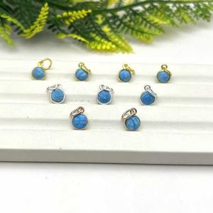 จี้พลอยเทอร์ควอยซ์ขอบ6มม. ทำด้วยมือสร้อยคอเงินแท้จี้แฟชั่นของขวัญแฮนด์เมด - Product Image 4