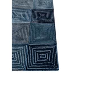 Blue Hand Tufted Wool Viscose <b>Rug</b> Geometric <b>Boho</b> Style for Home Entryway Rectangle 9x12 TNQ-50012 Pathways for Living Hallway - Product Image 4