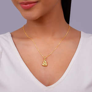 Collier à pendentif fin Golden Shree Ganpati avec chaîne à maillons - Product Image 6