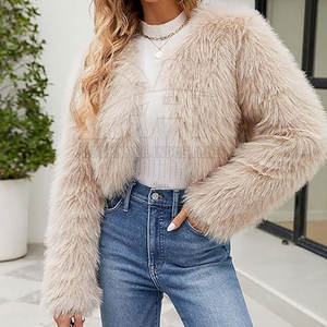 <b>Winter</b> Warm Short <b>Coat</b> Custom Logo <b>Women</b> Cropped Faux Fur Jacket OEM ODM Short Fur <b>Coat</b> Factory Price - Product Image 2