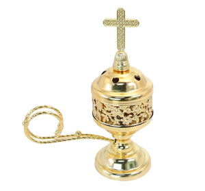 Quemador de Incienso de Metal Dorado con Tapa Abierta, Quemador de Incienso de Latón para el Hogar Árabe, Estilo Árabe, Decoración del Hogar - Product Image 1