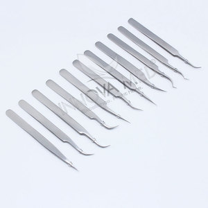 Ensemble de pinces à épiler à volume en acier inoxydable japonais, outils à pointe coudée à 90 degrés, droits et incurvés, respectueux de l'environnement - Product Image 4