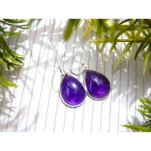 Pendientes de piedras preciosas cabujón de amatista para mujer, joyería de plata de ley 925 hecha a mano, accesorio de moda púrpura para regalos - Product Image 4