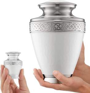Urnas de cremación de Metal sólido hechas a mano de plata blanca elegante urnas de entierro para adultos suministros funerarios al por mayor ataúdes y urnas para mascotas - Product Image 3