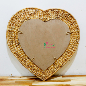 Artex Dong Thap Handmade Woven Wall Hanging Heart Moroccan Vintage Decorative Mirror with Gold Jeweled <b>Frame</b> for Boho Wall Decor - Product Image 4