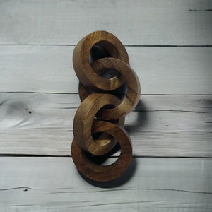 Cadena de madera de mango cuadrada pequeña de 2 eslabones tallada a mano marrón Natural oscuro para el hogar, sala de estar, dormitorio, oficina, Pascua ecológica - Product Image 6