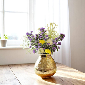 Jarrón Alto de Latón de Estilo Moderno para Arreglos Florales, Hidroponía, Centros de Mesa para Flores Secas y Ofrendas Metálicas - Product Image 2