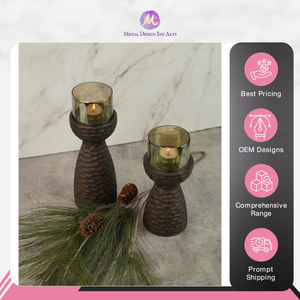 Premium Acacia Geo Wooden T-Light Candle Holder Jar Set de 2 para decoración del hogar Uso del mejor fabricante indio del mundo - Product Image 3