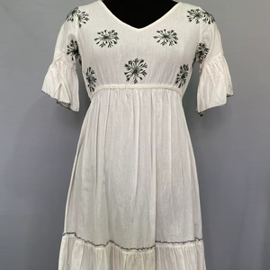 เสื้อผ้าฝ้าย100% แบบลำลองสำหรับผู้หญิงดีไซน์แบบซักได้เสื้อผ้าลำลองตัวยาวนุ่มสบาย - Product Image 1