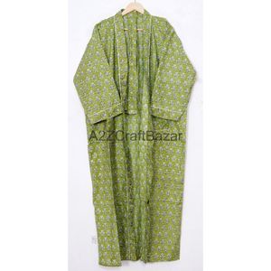 ชุดกิโมโนผ้าฝ้ายทำมือสำหรับผู้หญิง ทรงหลวม พิมพ์ลายบล็อกแบบอินเดีย สไตล์ญี่ปุ่น เหมาะสำหรับฤดูใบไม้ผลิ - Product Image 5