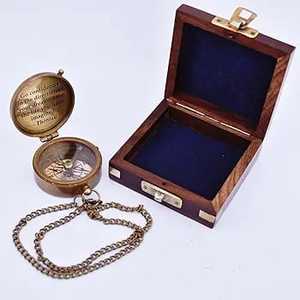 Brass Pocket <b>Compass</b> Wooden Box Customizable Size Customized Logo Noctilucent Perfect Camping Gift for All Occasions FAIZA CRAFT - Product Image 2