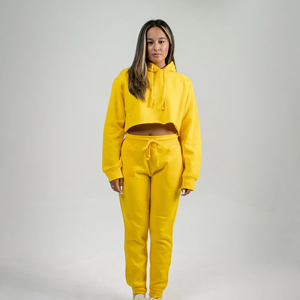 Survêtement court 2 pièces pour femmes Survêtement en molleton de coton 100% Vente en gros de joggings vierges pour femmes - Product Image 1