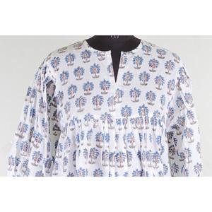 Vestido de algodón floral estampado a mano para mujer, ideal para fiestas. - Product Image 2