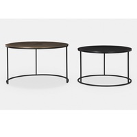 Table basse en métal pour la décoration de la maison, finition or et noir mat, plateau rond, table basse de petite hauteur pour le salon et la chambre à coucher