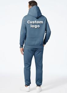 Custom Plus Size Eco-Friendly Quick Dry Two-Piece Hooded <b>Sweatshirt</b> Pants 100% Cotton Solid Color Men's Casual Wear - Product Image 4