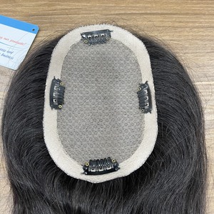 Topper Toppers ที่ขายดีที่สุดผมมนุษย์ Topper สําหรับผู้หญิงสีธรรมชาติฟรีส่วนผมฐานผ้าไหม - Product Image 3