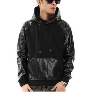 Sudaderas gruesas de moda negra al por mayor chaqueta con capucha de manga de cuero Venta caliente transpirable gruesa ropa deportiva de invierno con capucha - Product Image 4