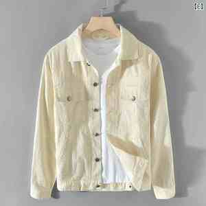 Coupe-vent rétro en velours côtelé pour hommes, long manteau d'hiver, simple boutonnage, col rabattu, vêtements d'extérieur décontractés, vêtements de travail de style - Product Image 2