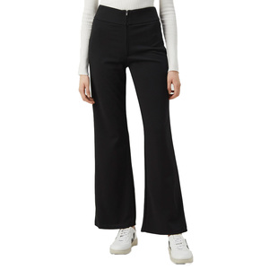 Pantalon évasé décontracté pour femme, coupe régulière tendance, taille haute, séchage rapide, respirant, matière spandex/polyester pour tous les jours - Product Image 1