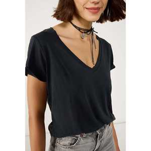 T-shirt décontracté à col en V plié 100% polyester - Product Image 3