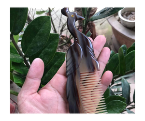 Peine de cuerno de búfalo Pettine en Corno Vintage masaje Pelo Largo cepillo peine de cuerno Natural peine antiestático Natural - Product Image 1