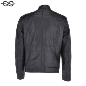 Premium personalizar chaqueta de motorista de cuero para hombre negro elegante duradero atemporal chaqueta de cuero Vintage para hombres - Product Image 4