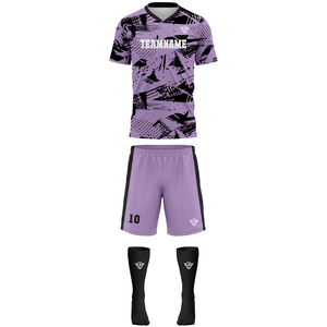 Ensemble d'uniformes de football unisexes personnalisés, maillot et short de football, respirant, séchage rapide, polyester, impression par sublimation réfléchissante, équipe - Product Image 1