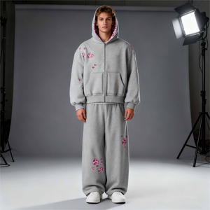 Survêtement Hip Hop en Coton de Haute Qualité Personnalisé par le Fabricant pour Hommes, Taille Plus, Automne, Longue Impression, Streetwear, Ensemble Leopard - Product Image 2