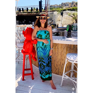 Pareo de Playa con Estampado Étnico Azul Turquesa y Verde, Falda de Playa de Viscosa, Vestido Sarong Multiusos de Verano, Cubre Traje de Baño - Product Image 4