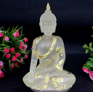 Statue de Bouddha en résine transparente artisanale Nirmala, faite à la main pour la décoration de la maison et du temple, idole de Bouddha Gautam, cadeau - Product Image 2