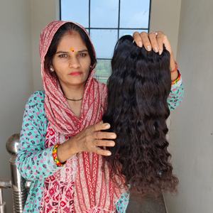 ผมต่อจากผมมนุษย์เรมี่หยักศกธรรมชาติผมคนอินเดียแบบไม่ผ่านการทำ100% - Product Image 4