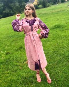 Vestido Midi Vintage Sexy de Alta Calidad para Mujer, Lavable, con Bordado Floral, Logotipo Personalizado, Tejido Tejido, Manga Larga, Cintura Natural - Product Image 6