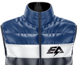 Veste bouffante d'hiver sans manches décontractée pour hommes, vêtements de sport lavables en polyester de haute qualité 100% avec fermeture à glissière à col montant - Product Image 4