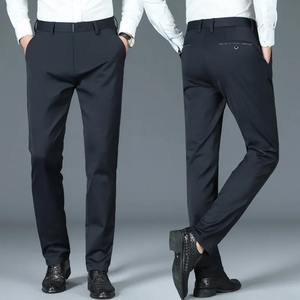 Pantalon long décontracté pour hommes Costume d'affaires noir élastique à quatre côtés à jambe droite Léger pour un usage quotidien Taille moyenne - Product Image 6