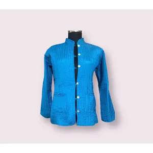 Chaqueta Corta Acolchada Reversible Hecha a Mano 100% Algodón, Ligera, Talla XL para Primavera - Product Image 1
