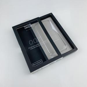 Cajas de papel de cajón deslizante negro personalizado de lujo con ventana transparente de gancho para embalaje de cajas de teléfono - Product Image 1
