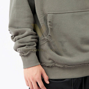 Nouveau Style hommes thermique grande taille sweats à capuche 100% coton polaire en détresse tenue décontracté en relief col à capuche hiver 2 pièces - Product Image 5