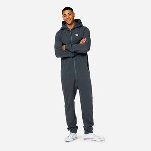 80% coton 20% Polyester dos brossé coton à l'intérieur deux voies YKK qualité fermeture éclair gris bleu unisexe Original Onesie - Product Image 1