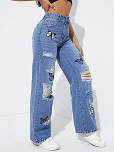 Nuevos Jeans de Mezclilla para Mujer, Estilo Vintage, Cintura Media, Verano, Ajuste Regular, Transpirables, Ecológicos, de Secado Rápido, Rotos, Largos - Product Image 4