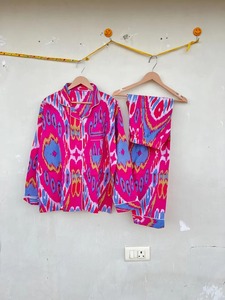 ชุดนอนผ้าฝ้ายสไตล์อินเดียทำมือชุดนอนพิมพ์ลายบล็อกชุดนอนผ้าฝ้ายพิมพ์ลายไม่เหมือนใครชุดนอนผ้าฝ้ายฤดูร้อน - Product Image 6