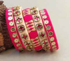 Brazaletes de hilo de seda multicolor joyería de mujer pulseras Kundan recuerdo de boda Haldi, Mehndi, Sangeet, regalo de devolución de Baby Shower - Product Image 4