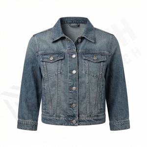 Veste en jean pour femmes, services OEM respirants, qualité supérieure, prix bas, logo personnalisé imprimé, vêtement élégant et tendance, vente en gros - Product Image 1