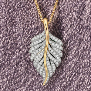 Pendentif Feuille en Argent Sterling Plaqué Or avec Moissanite Style Hip Hop de Luxe pour Hommes et Femmes, Idéal pour Mariage et Fêtes - Product Image 3